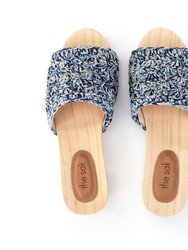 Ella Clog Sandal - Hand Crochet - Blue Static Shell
