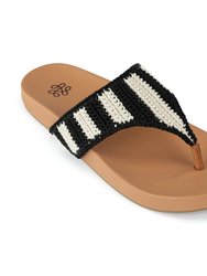 Everly Sandal - Hand Crochet - Black Stripe