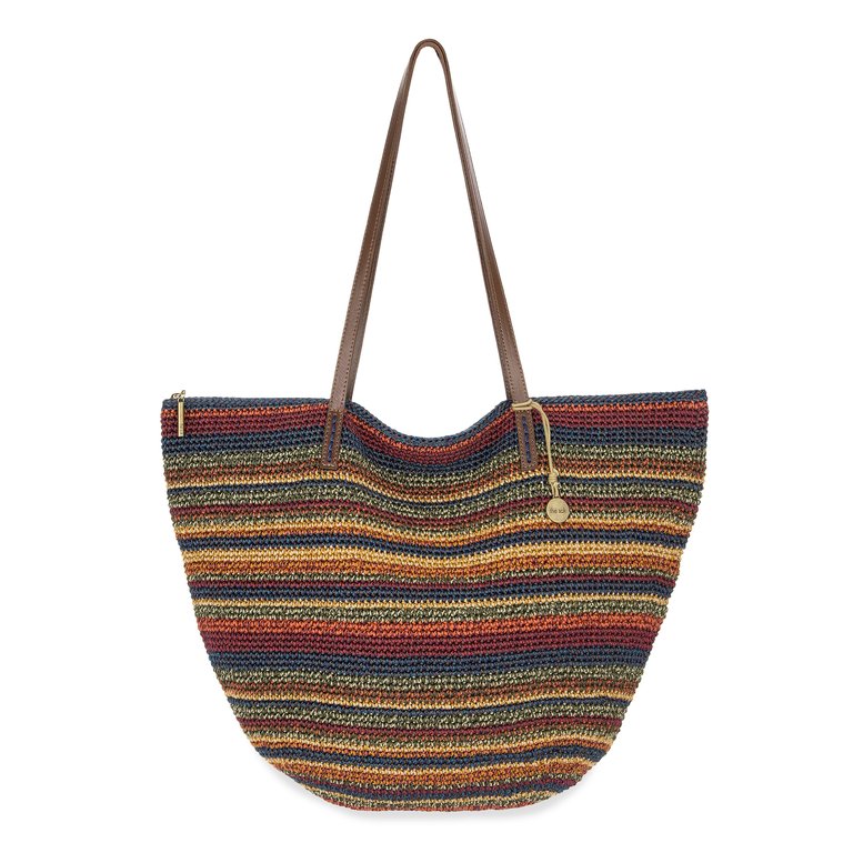 Faye Tote Bag - Hand Crochet - Woodland Stripe