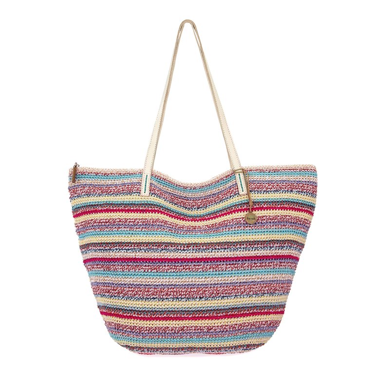Faye Tote Bag - Hand Crochet - Eden Stripe