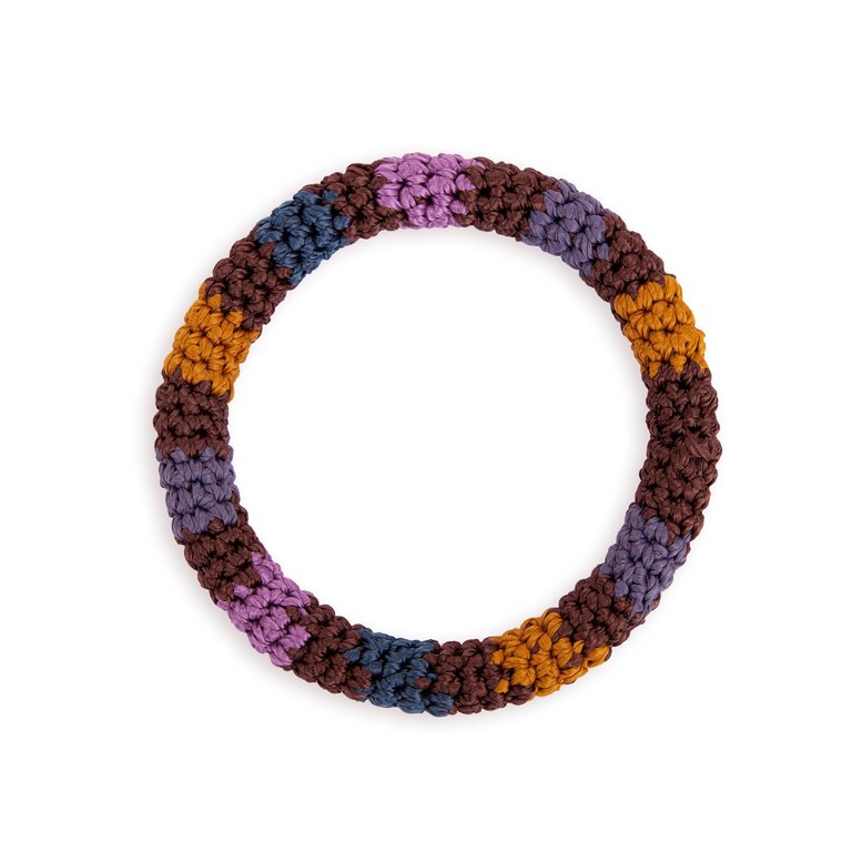 Finch Bangle - Hand Crochet - Brown Stripe