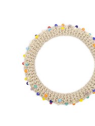 Finch Bangle - Hand Crochet - Ecru Multi Beads