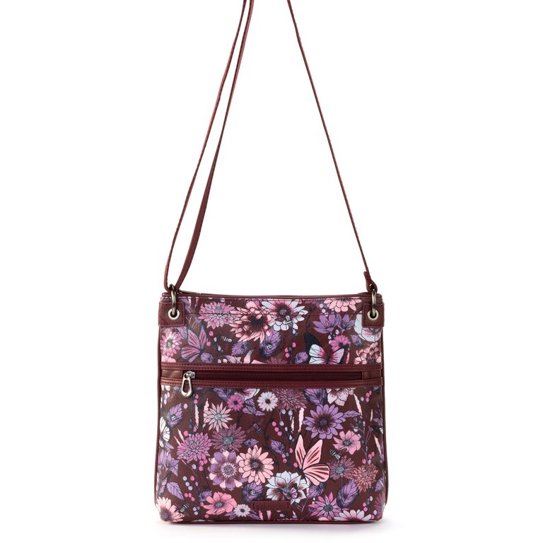 Flat Crossbody - Canvas - Cabernet In Bloom