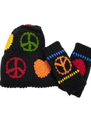 Haven Balaclava Gloves Set - Hand Crochet - Black Peace and Love