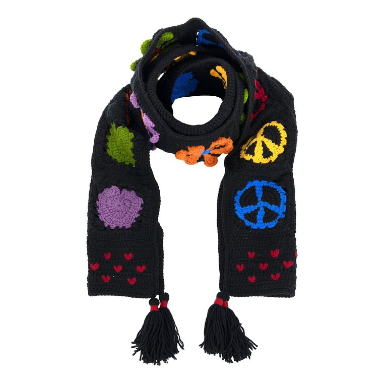 Haven Cozy Scarf - Hand Crochet - Black Peace And Love