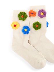 Haven Trouser Socks - Cotton - Ecru Flowers