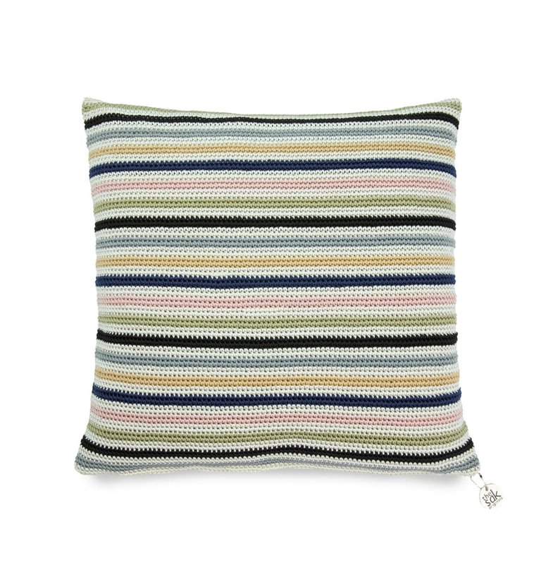 Home 18 x 18 Pillow Cover - Hand Crochet - Tranquil Stripe