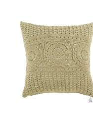 Home Hacienda 18 x 18 Pillow Cover - Hand Crochet - Bamboo Medallion