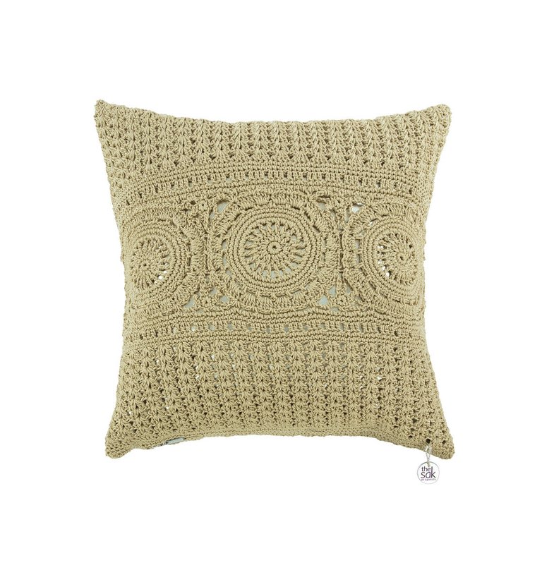 Home Hacienda 18 x 18 Pillow Cover - Hand Crochet - Bamboo Medallion