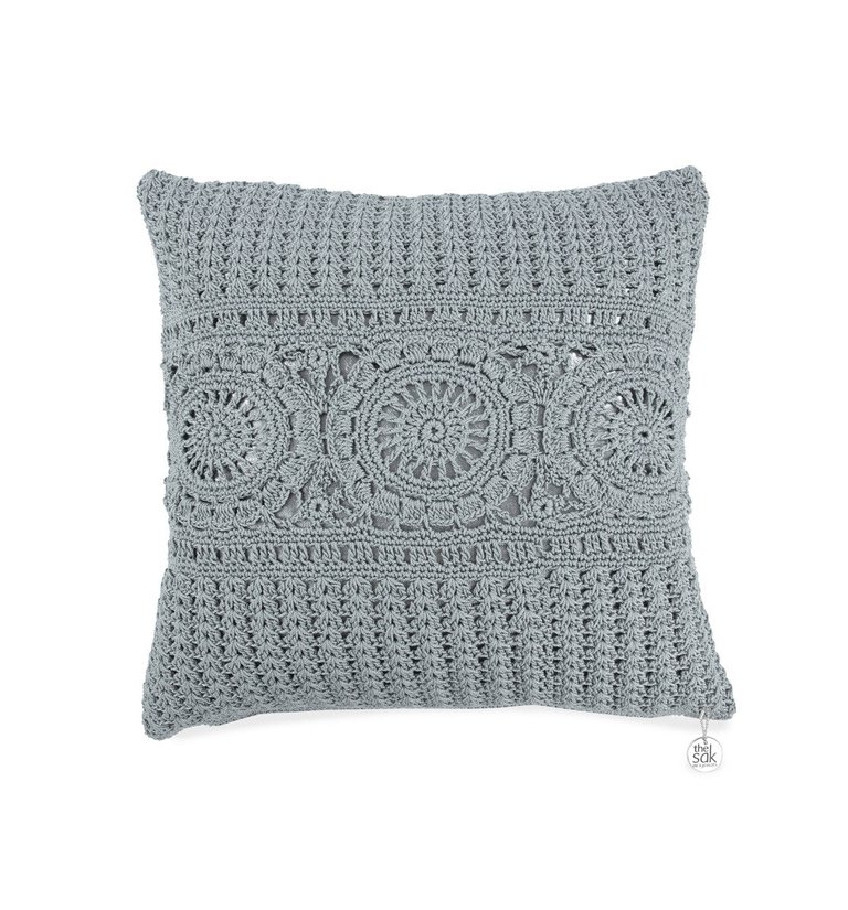 Home Hacienda 18 x 18 Pillow Cover - Hand Crochet - Dove Medallion
