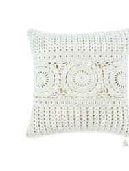 Home Hacienda 18 x 18 Pillow Cover - Hand Crochet - Natural Medallion