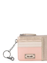 Iris Card Wallet - Leather - Stone and Pink Sparkle Block