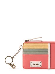 Iris Card Wallet - Leather - Dusty Coral Block
