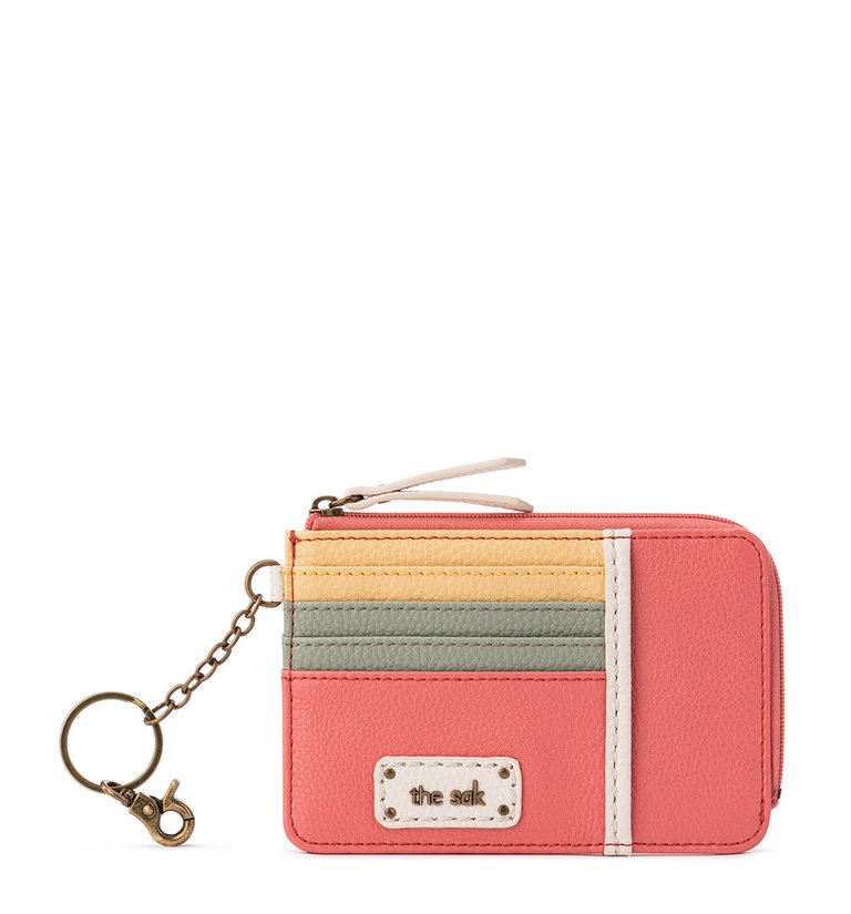 Iris Card Wallet - Leather - Dusty Coral Block