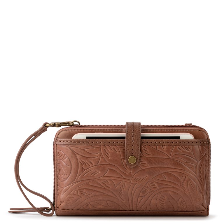 Iris Large Smartphone Crossbody - Leather - Teak Leaf