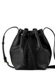 Ivy Drawstring Bucket Bag - Natural Leather - Black Vachetta