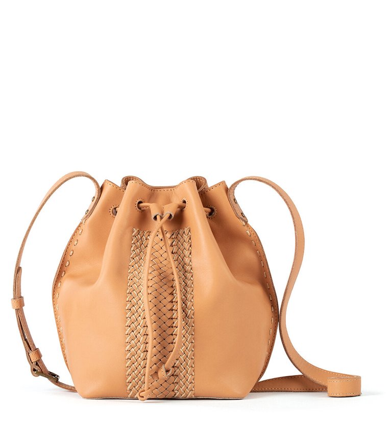 Ivy Drawstring Bucket Bag - Natural Leather - Natural Vachetta