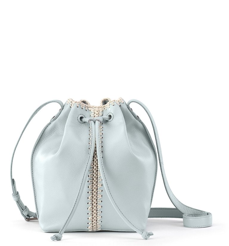 Ivy Drawstring Bucket Bag - Leather - Chambray