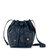 Ivy Drawstring Bucket Bag - Leather - Indigo Flower Embroidery