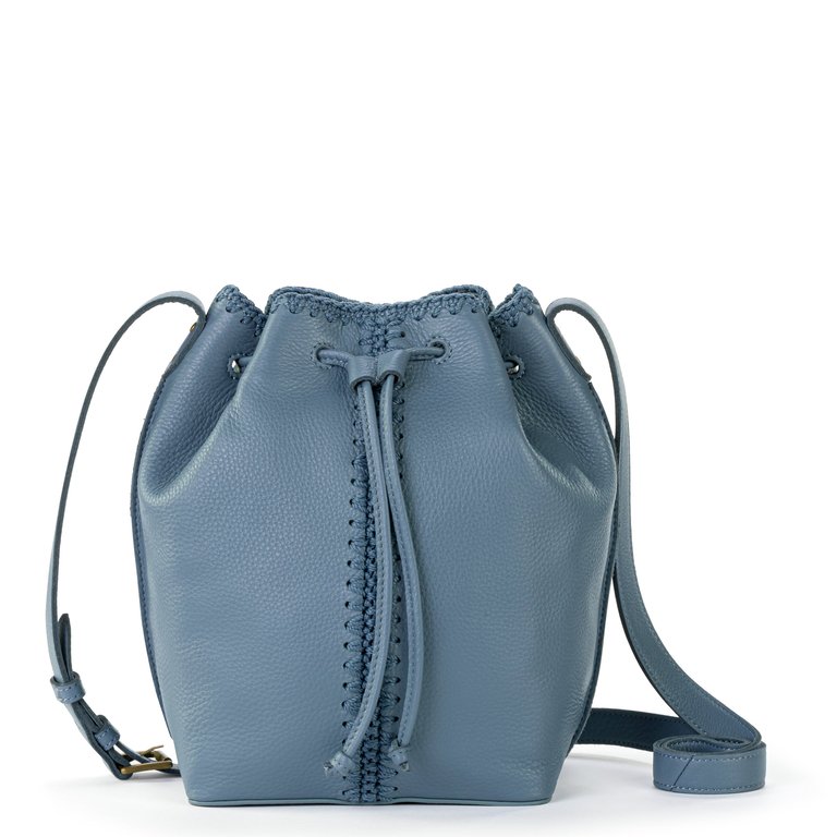 Ivy Drawstring Bucket Bag - Leather - Maritime