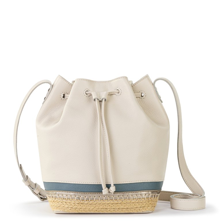 Ivy Drawstring Bucket Bag - Leather - Coastal Block Espadrille