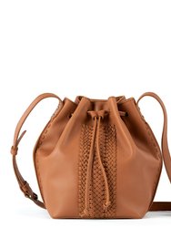 Ivy Drawstring Bucket Bag - Natural Leather - Tobacco Vachetta
