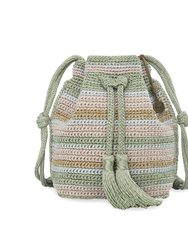 Ivy Drawstring Bucket Bag - Hand Crochet - Vernal Stripe