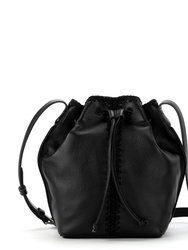 Ivy Drawstring Bucket Bag - Leather - Black