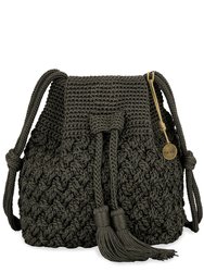 Ivy Drawstring Bucket Bag - Hand Crochet - Moss