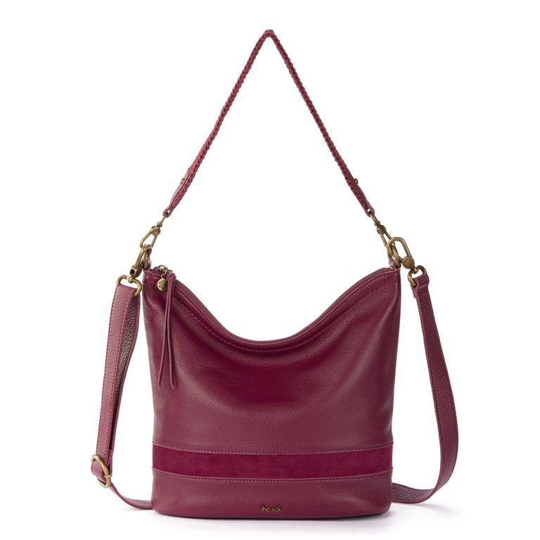 Jasmine Bucket Crossbody - Leather - Currant Block