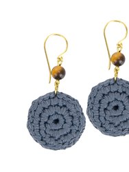 Jasper Disc Earrings - Hand Crochet - Maritime