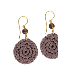 Jasper Disc Earrings - Hand Crochet - Mushroom