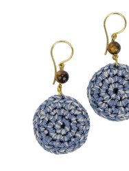 Jasper Disc Earrings - Hand Crochet - Ocean Multi