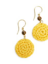 Jasper Disc Earrings - Hand Crochet - Lemon Drop