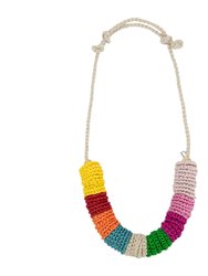 Jasper Disc Necklace - Hand Crochet - Beach Stripe