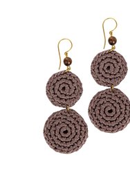Jasper Double Disc Earrings - Hand Crochet - Mushroom