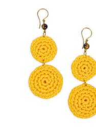 Jasper Double Disc Earrings - Hand Crochet - Lemon Drop