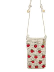 Josie Mini Crossbody Bag - Hand Crochet - Natural Strawberries