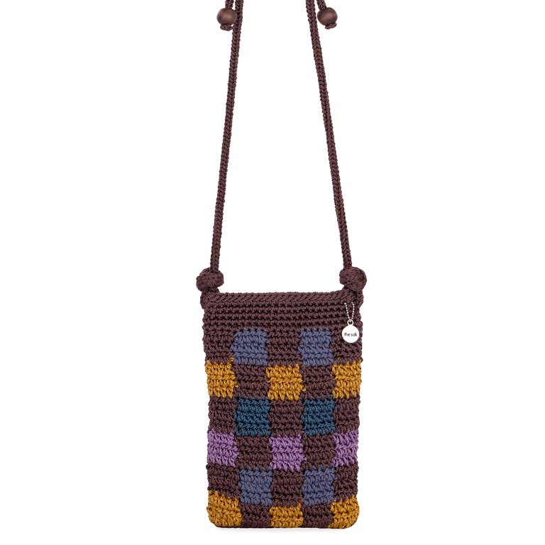 Josie Mini Crossbody Bag - Hand Crochet - Brown Check