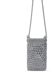 Josie Mini Crossbody Bag - Hand Crochet - Dove Sparkle Mesh
