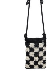 Josie Mini Crossbody Bag - Hand Crochet - Black Check