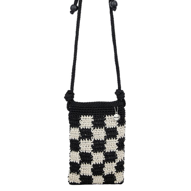 Josie Mini Crossbody Bag - Hand Crochet - Black Check