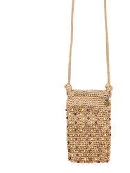 Josie Mini Crossbody Bag - Hand Crochet - Bamboo Neutral Beads