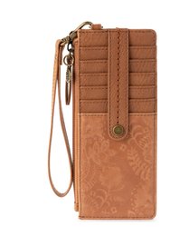 Kira Card Wristlet - Leather - Tobacco Floral Embossed