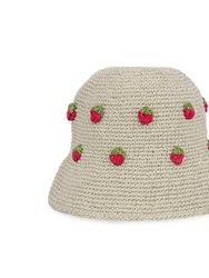 Lanie Bucket Hat - Hand Crochet - Natural Strawberries
