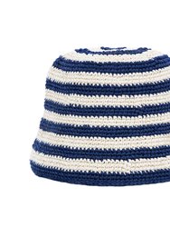 Lanie Bucket Hat - Hand Crochet - Denim Stripe