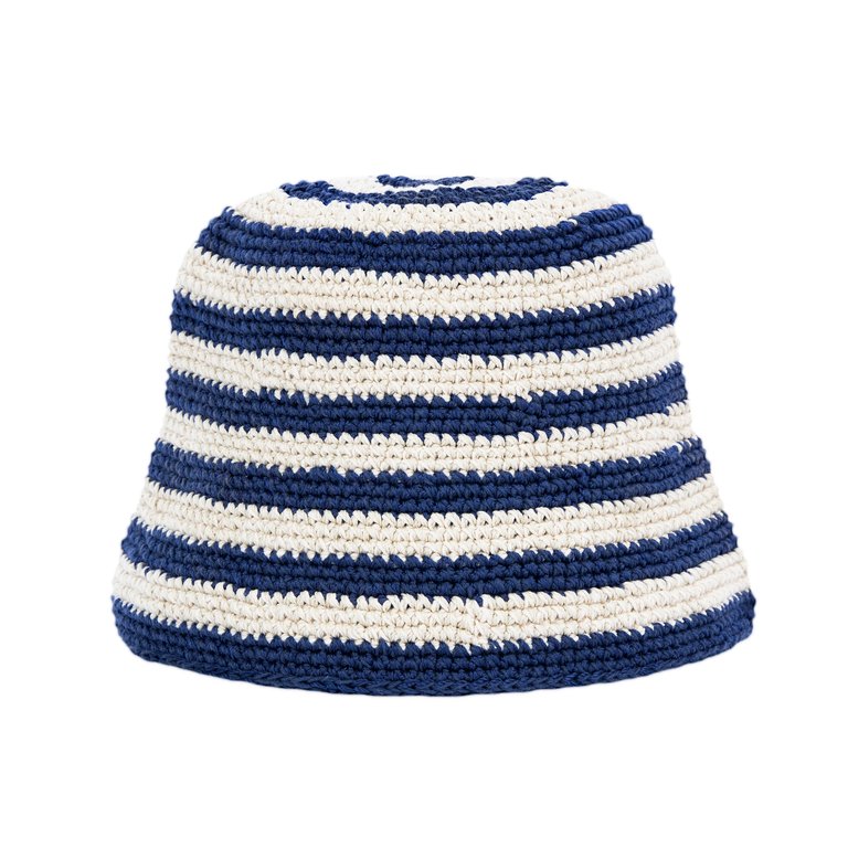 Lanie Bucket Hat - Hand Crochet - Denim Stripe