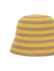 Lanie Bucket Hat - Hand Crochet - Lemon Drop Stripe