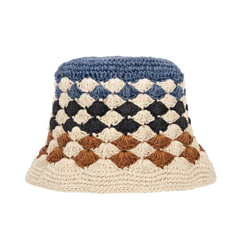 Lanie Bucket Hat - Hand Crochet - Maritime Stripe