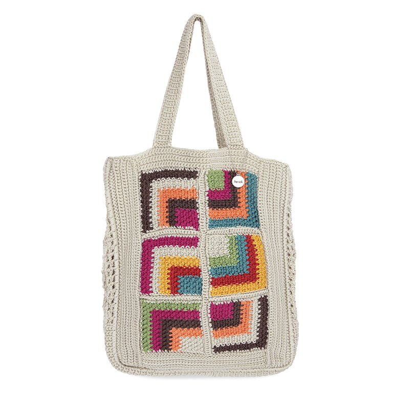 Lanie Market Tote - Hand Crochet - Multi Geo